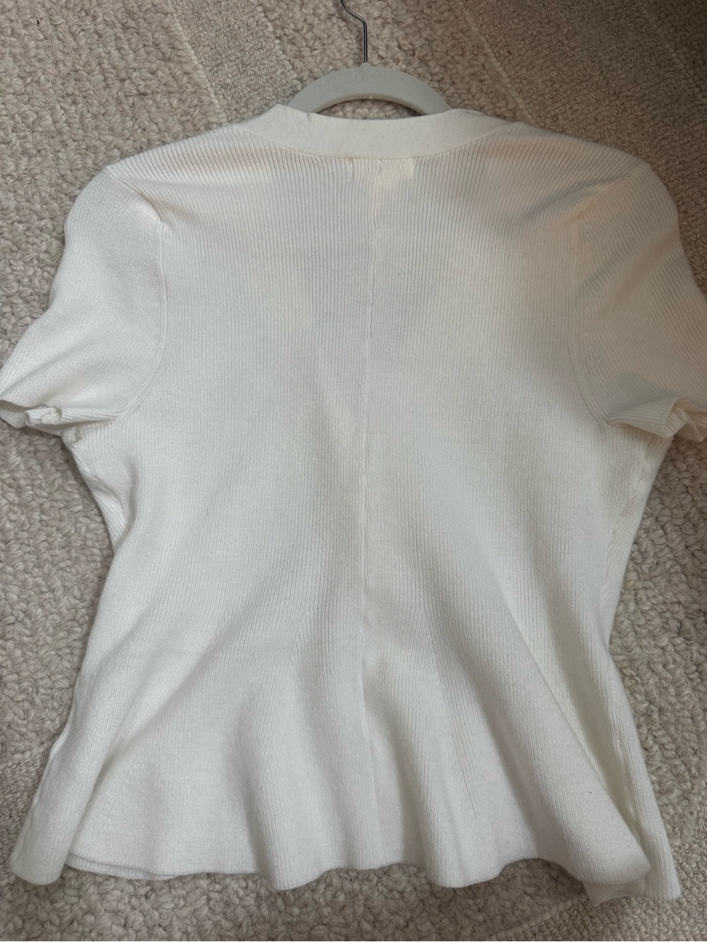 Maeve White Ribbed Short-Sleeve Button Cardigan - Picture 5 of 6